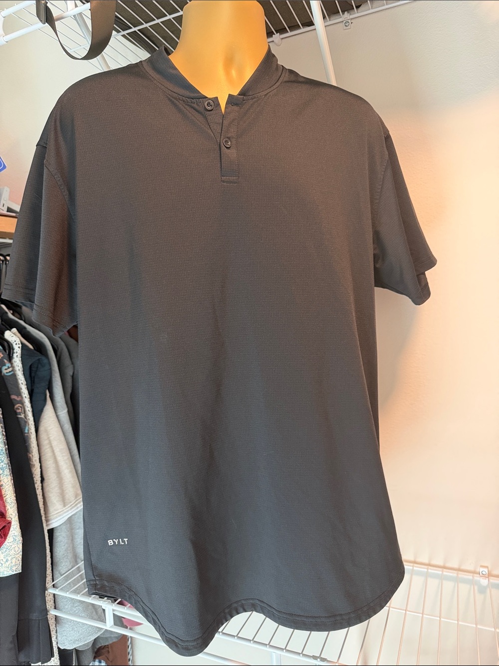 BYLT Basics Men's Short-Sleeve Henley Polo — Black